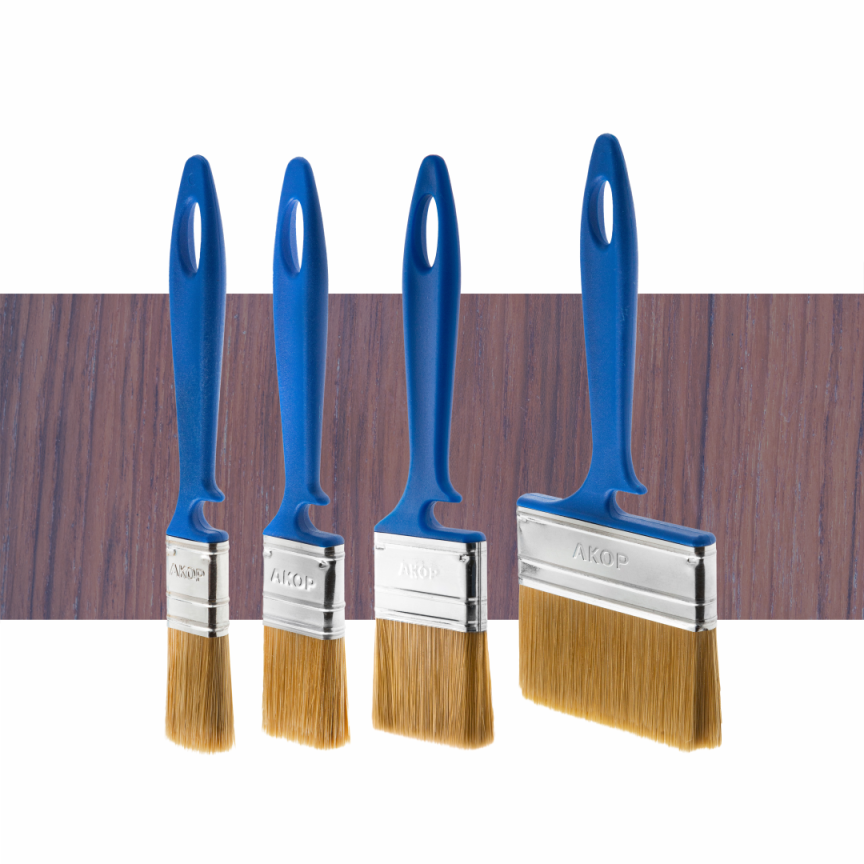 Кисти плоские для лаков, ширина 25–100 мм, толщина 10–12 мм
