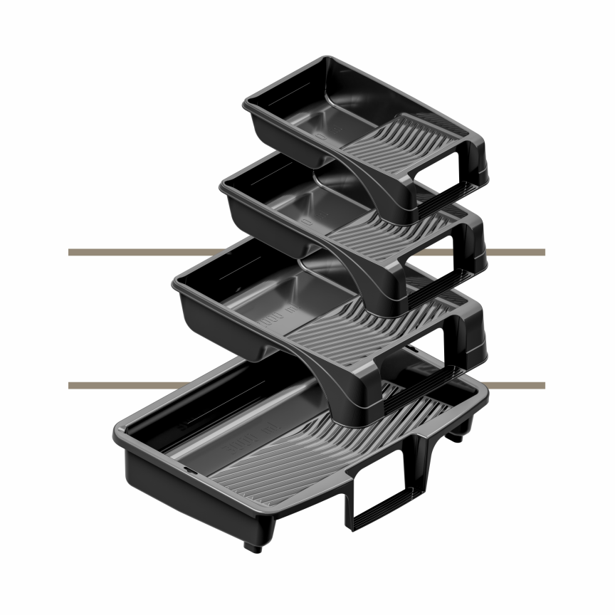 Ванночки малярные, с ножным фиксатором, для валиков с роликами от 170 до 470 мм, 1–3 л