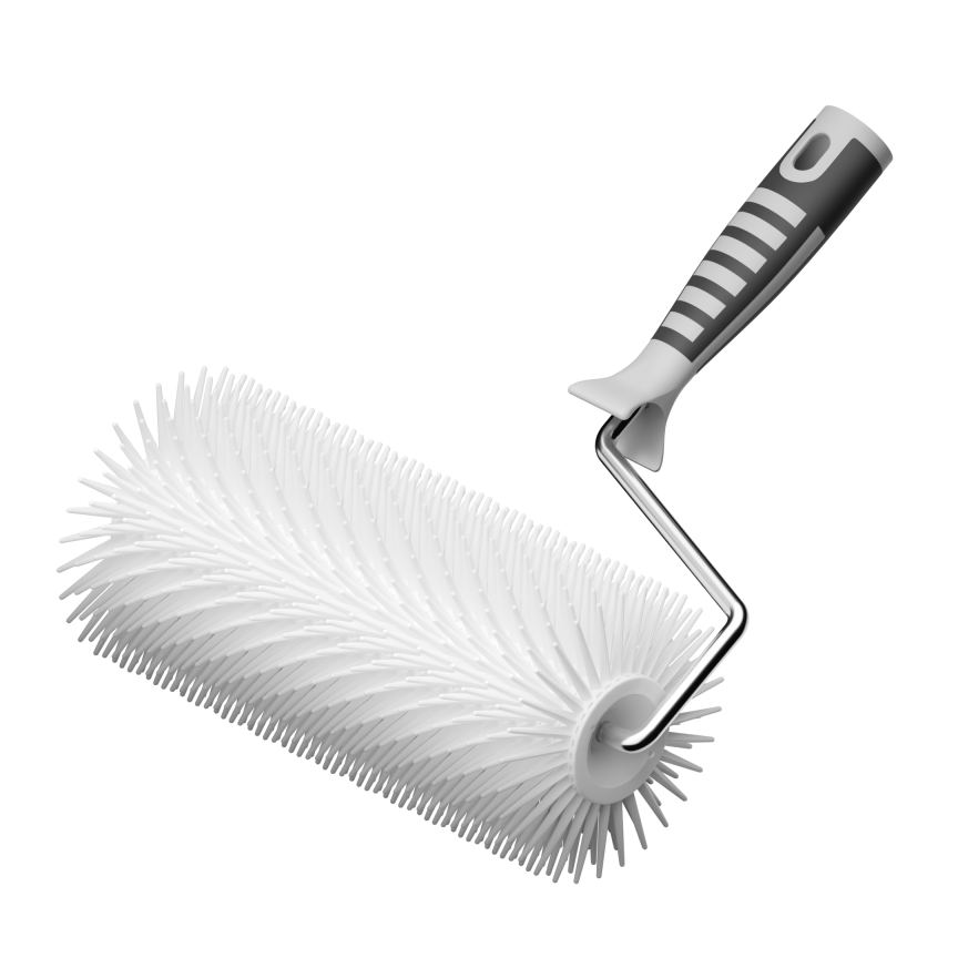 Валики игольчатые, для наливных полов, длина 240-600 мм, высота иглы 34 мм, кронштейн 8 мм, двухкомпонентная ручка